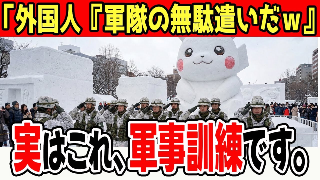 【海外の反応】「日本人は頭がおかしい…」自衛隊が本気で作った雪だるまに世界が驚愕！ただの雪遊びが軍事演習だったワケ
