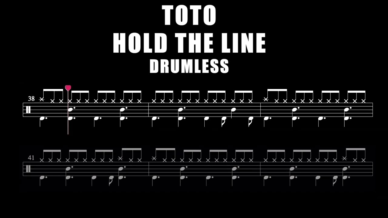 TOTO - Hold The Line - Drumless (With scrolling drum score)
