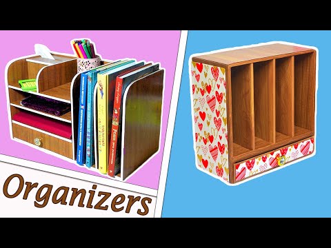 desktop organizers diy from cardboard - YouTube