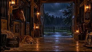 Rainy Night at the Horse Barn 🐴🌧️ | Relaxing Rain Sounds for Sleep