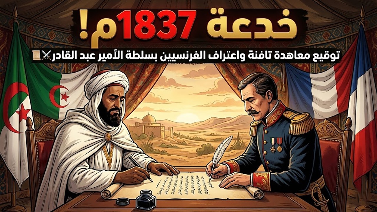خدعة 1837م! توقيع معاهدة تافنة واعتراف الفرنسيين بسلطة الأمير عبد القادر 📜⚔️