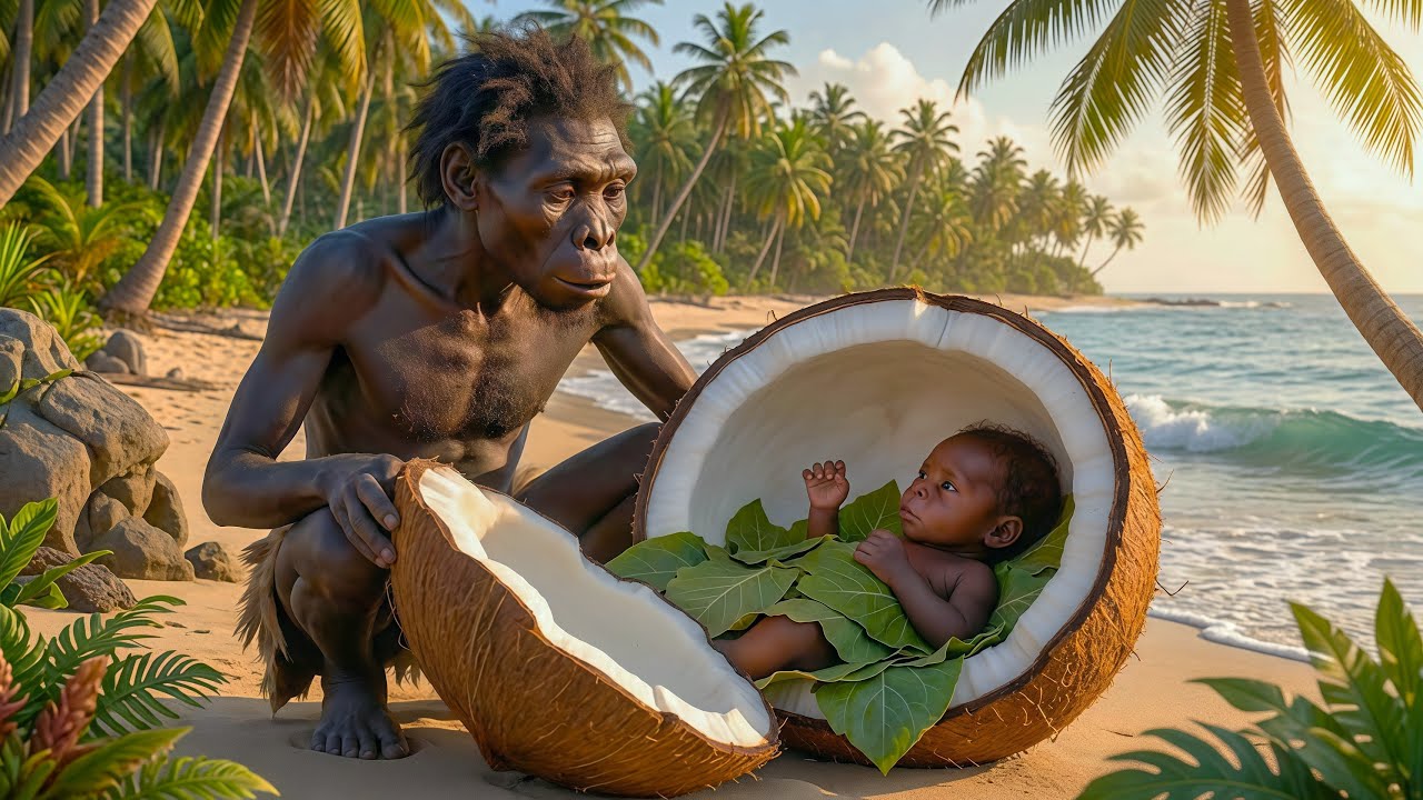 Prehistoric Survival Story | A Mysterious Baby Emerges from a Coconut