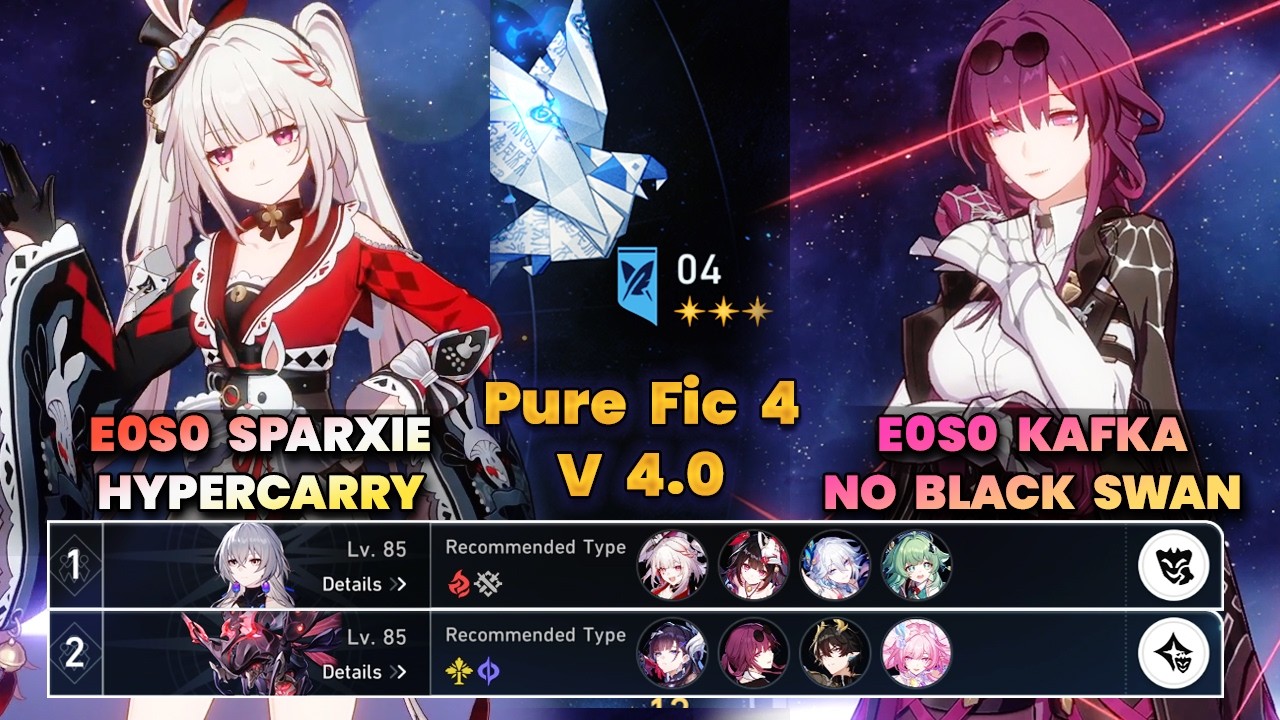 E0S0 Sparxie Hypercarry & E0S0 Kafka no Black Swan | PureFiction 4 | V4.0 | 3 звезды | HSR |