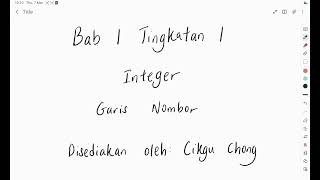 Chapter 1 Form 1: Learning Integer numbers through the number line