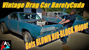 Blown Big Block Nostalgia Plymouth Barracuda Drag Car Mockup BarelyCuda