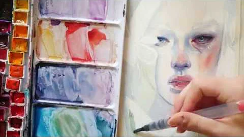Watercolor portrait-time lapse