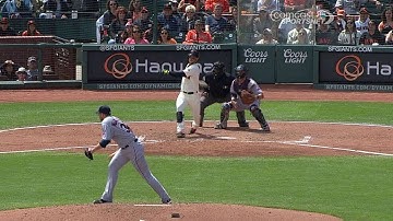 CLE@SF: Blanco grounds an RBI single to right