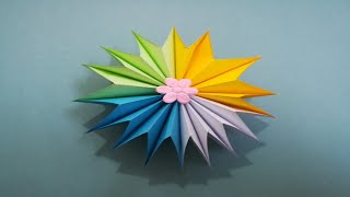 عمل زهرة ملونة للديكور بالورق How to make Easy Flowers with colored paper