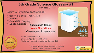 5th Grade Science Glossary # 1 : Learn and Practice Worksheets for home and classroom