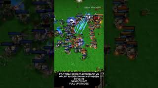 Footman Knight Archmage vs Grunt Raider Shaman Far Seer (Full Upgrades) (Same Count)