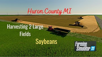 FS22 Huron County MI 16X Using Courseplay, & Autodrive To Harvest 2 Large Soybean Fields