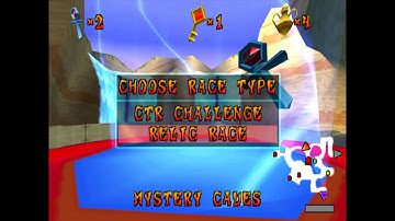 Crash Team Racing (PS1) 101% Walkthrough - Part 5 - Mystery Caves (Platinum Relic and CTR Token)