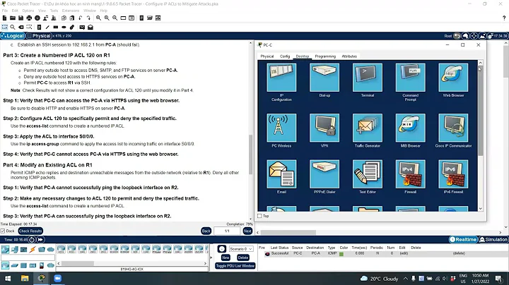 8.6.5 Packet Tracer – Configure IP ACLs to Mitigate Attacks Answers