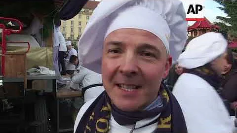 Giant Dresden Stollen cake shown at Christmas market