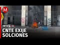 La CNTE quema propaganda electoral y vandaliza el Congreso de Chiapas