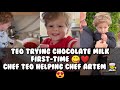 Teo trying Chocolate Milk First-time 😋❤️| Chef Teo Helping Chef Artem 👨‍🍳😍 | Saloni Lund | WWE 2022|