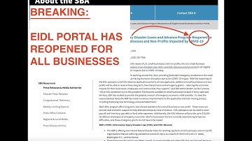 BREAKING: The EIDL Loan Portal Has REOPENED to All Small Businesses // Details Here