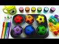 Satisfying Video How To Make Colorful Soccer Balls Slime Pool From Colored Slime Candy Cutting ASMR