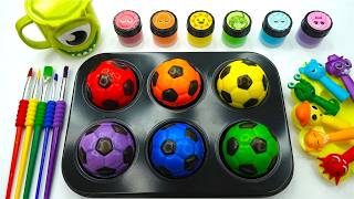 Satisfying Video How To Make Colorful Soccer Balls Slime Pool From Colored Slime Candy Cutting ASMR