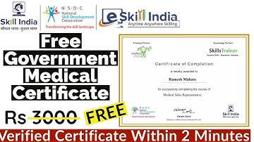 NSDC Skill India Medical Sales Representative Certificate | Free Govt Certificate | E-Skill India