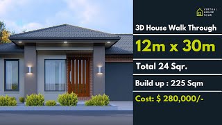 12*30 Meter Melbourne House Design 3D | 360 Sqmt |  House Tour in Australia  | Single Storey House