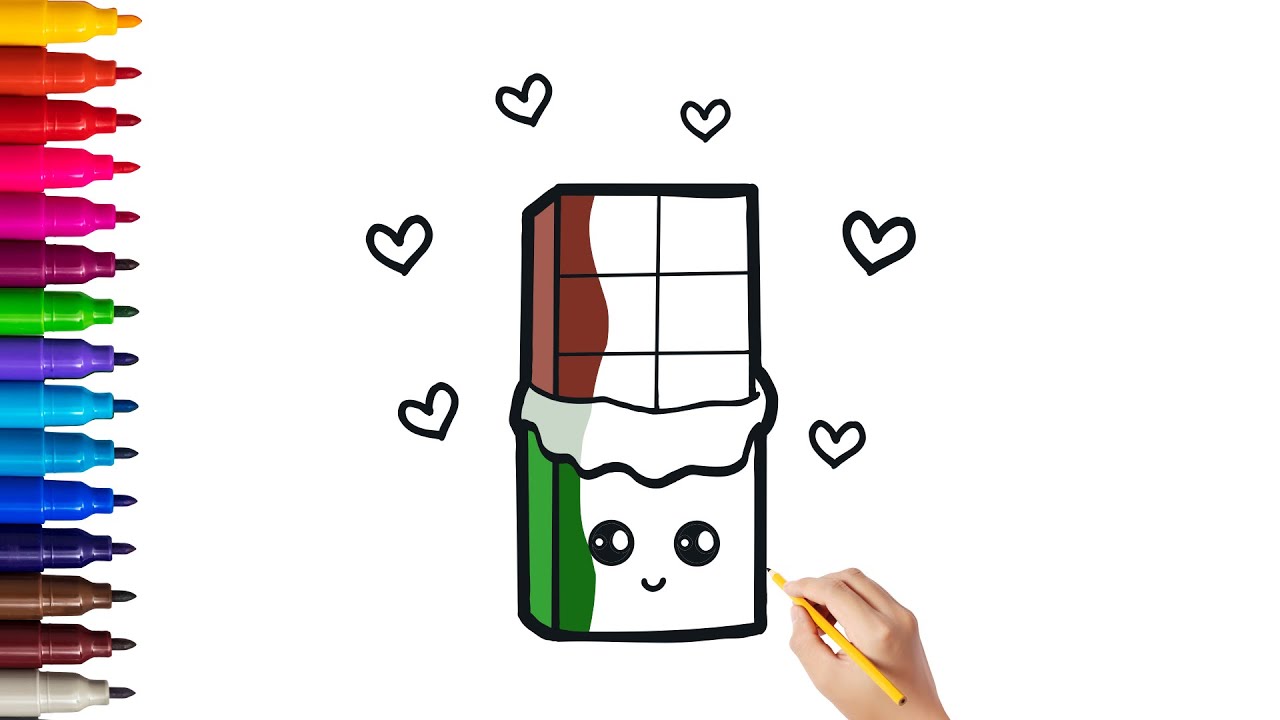 How to Draw Cute Chocolate bar Step by Step. Easy Drawing and Colouring ...