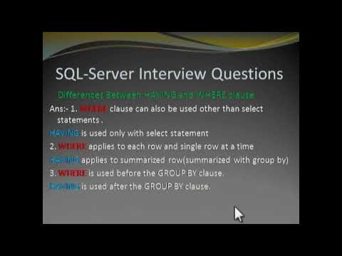 SQL Server Interview Questions and Answers  Differences Between Having and Where clause