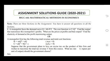 BECC 102 Ignou Solved Assignment