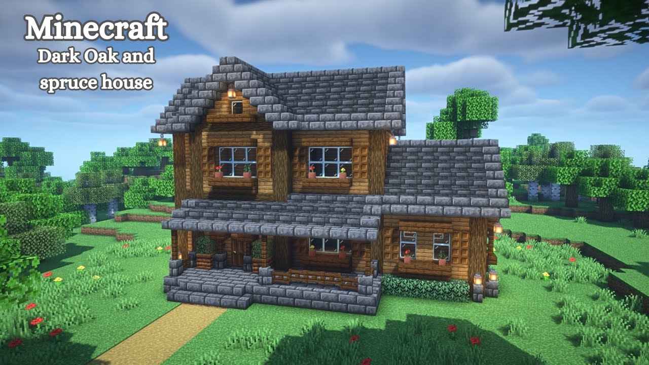 【マイクラ建築】トウヒとダークオークの家の作り方【マインクラフト】【Minecraft】 - YouTube