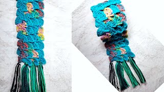 كوفيه كروشيه _🧣 خطيييييره 👌 _ كوفيه بناتى _ crochet scarf _ #crochet _#samar_elawady #كروشيه