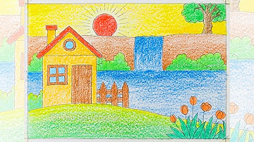 Những sắc màu thiên nhiên lớp 5 | Vẽ tranh phong cảnh thiên nhiên tươi đẹp | Vẽ ngôi nhà trong tranh