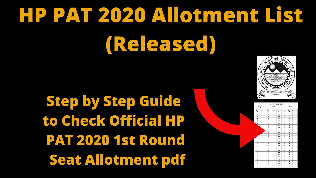 HP PAT 2020 Allotment List (Released)-How to Check Official HP PAT 2020 1st Round Seat Allotment pdf