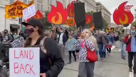 USA, Washington DC Climate protesters demanding Joe Biden stop approving fossil fuel projects.