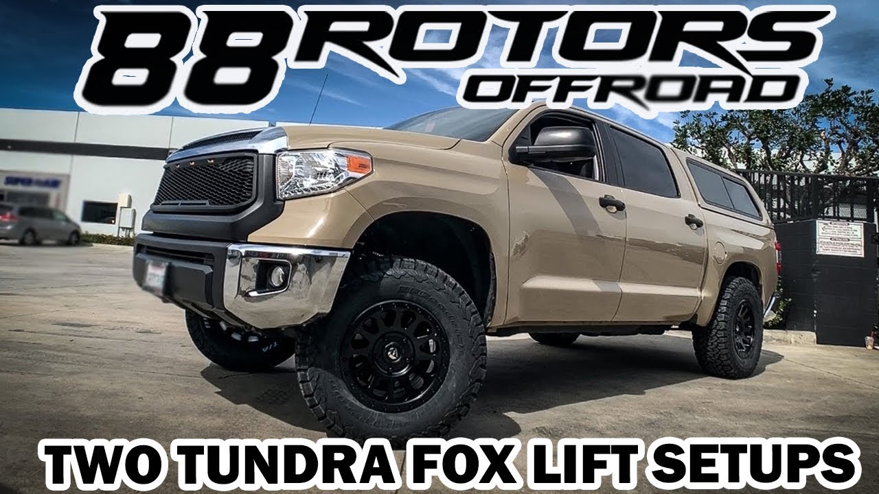 (2) LIFTED TOYOTA TUNDRAS, FOX SETUPS, BODY MOUNT CHOP FOR 35'S - YouTube