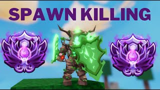 SPAWN KILLING WHILE SOLO Q AS ELDER TREE IN ROBLOX BEDWARS RANKED!!!