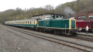 V 100 2007, MaK DB BR 212 007, accelerating, horn and passing, station at Museum Bochum Dahlhausen,