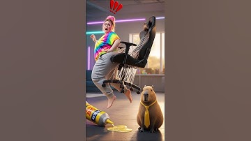 Capybara Notices the Super Glue... But She Got Stuck in Her Own Trap 🪑🤣 #shorts