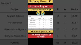 Group d Answer Key 😭Group d cutoff #groupd #rrb #railway #sscgd #rwa #rwamock #answerkey