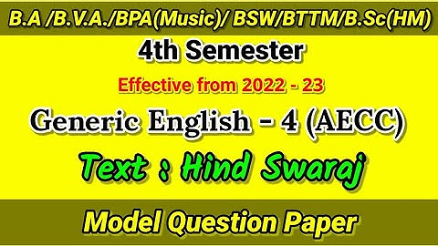 4th Sem BA /BVA/BPA(Music)/BSW/BTTM/BSc(HM) Generic (AECC) English Model Question Paper