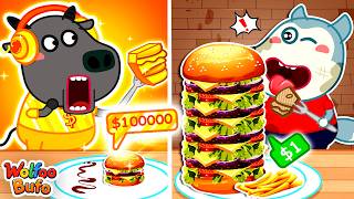 $1 Burger VS $10,000 Burger! 🍔 Which one is THE BEST? | Kids Fun Playtime | Wolfoo & Bufo