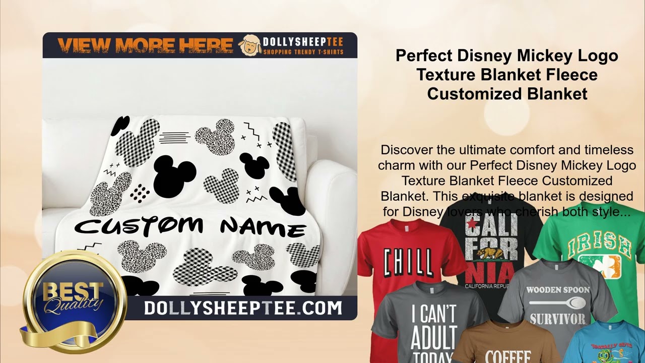Perfect Disney Mickey Logo Texture Blanket Fleece Customized Blanket