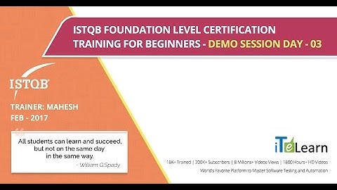 ISTQB Foundation Level Certification Training Demo Session Day 03