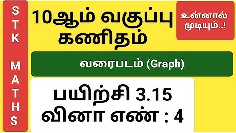 10th Maths Tamil Medium Chapter 3 Graph Exercise 3.15 Sum 4 #9th_maths_tamil_medium #10th_graph