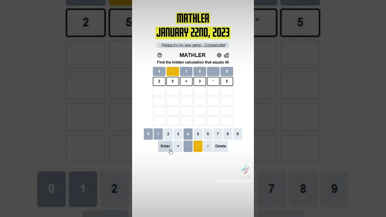 mathler - a nice round starting number always makes it easier