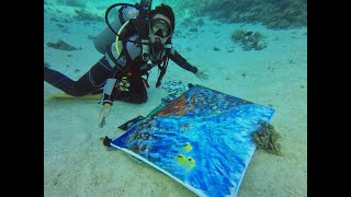 Underwater Painting by Olga Nikitina during scuba diving safari 7 Days Underwater the Red Sea Egypt
