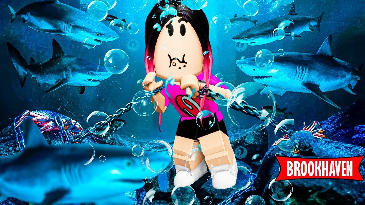 NADEI COM OS TUBARÕES NO BROOKHAVEN PARA SOBREVIVER! *NADEI MUITO*