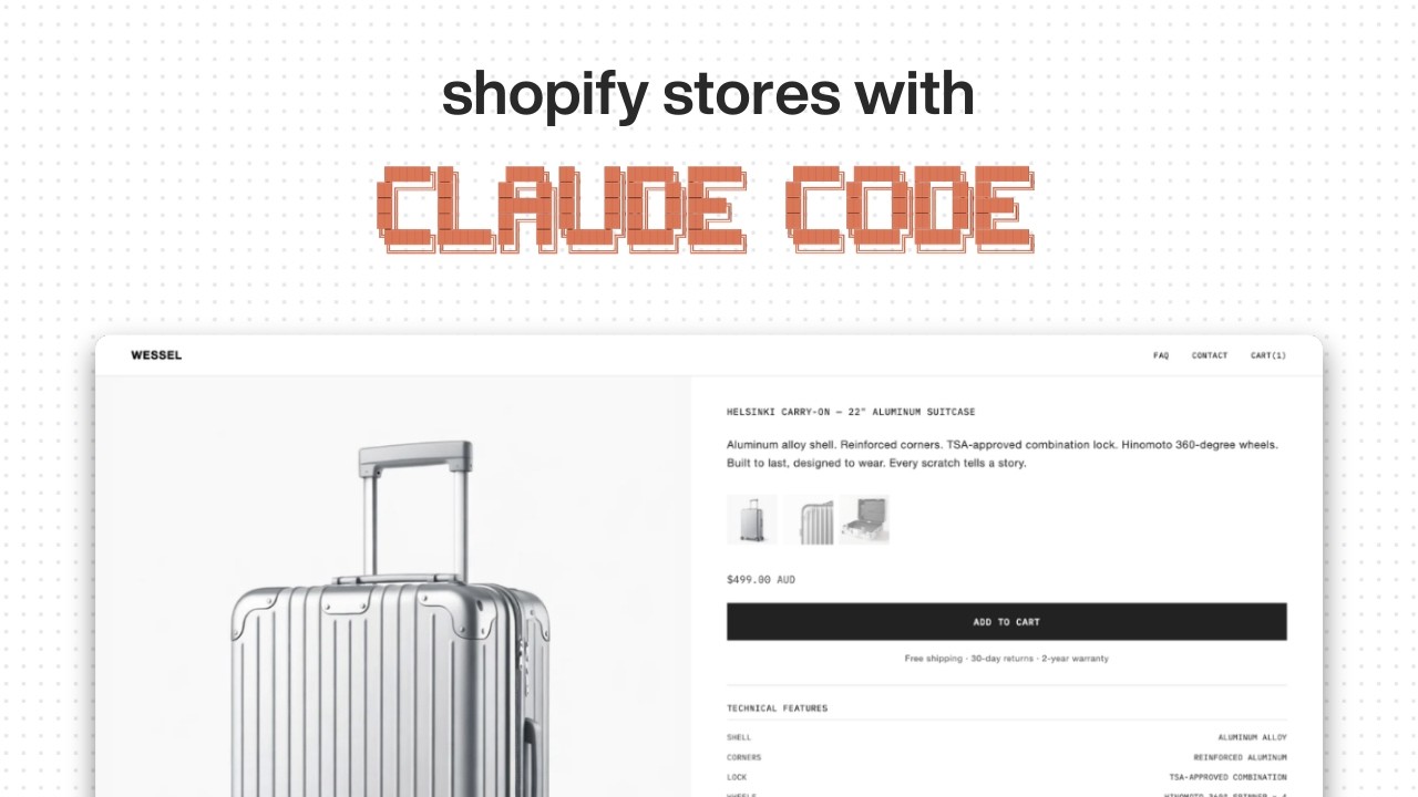 Claude AI building a Shopify store interface