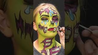 SPOOKY Zombie Face Paint Design | Halloween Face Paint #facepaint #halloween #shorts