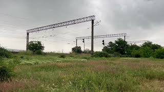 4K Rain in nature on the railway