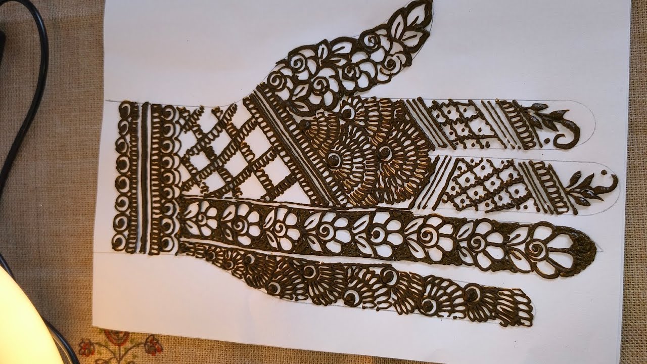 Easy Full Hand Mehendi Design Tutorial | Floral, Checkers & Cutwork Patterns  